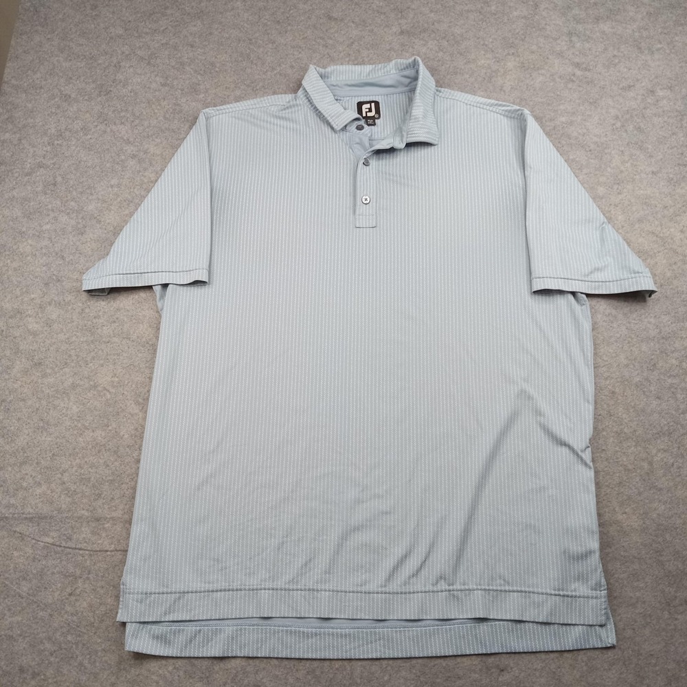 FootJoy Polo Shirt Mens XL Light Blue Stripe Performance Golf‎ Stretch Athletic